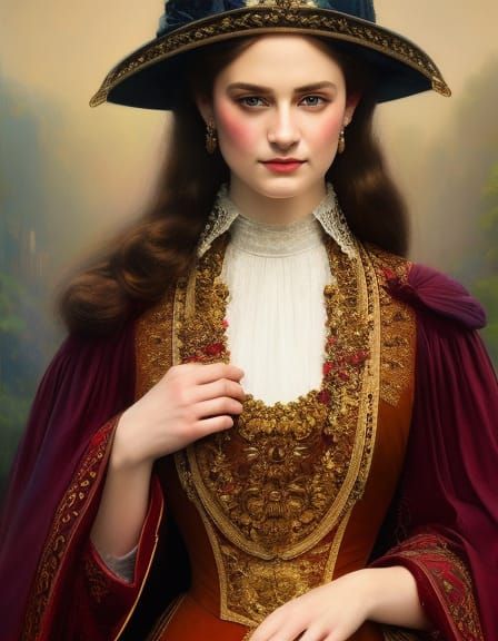 Victorian Beauty Portrait as Detailed Oil Painting
