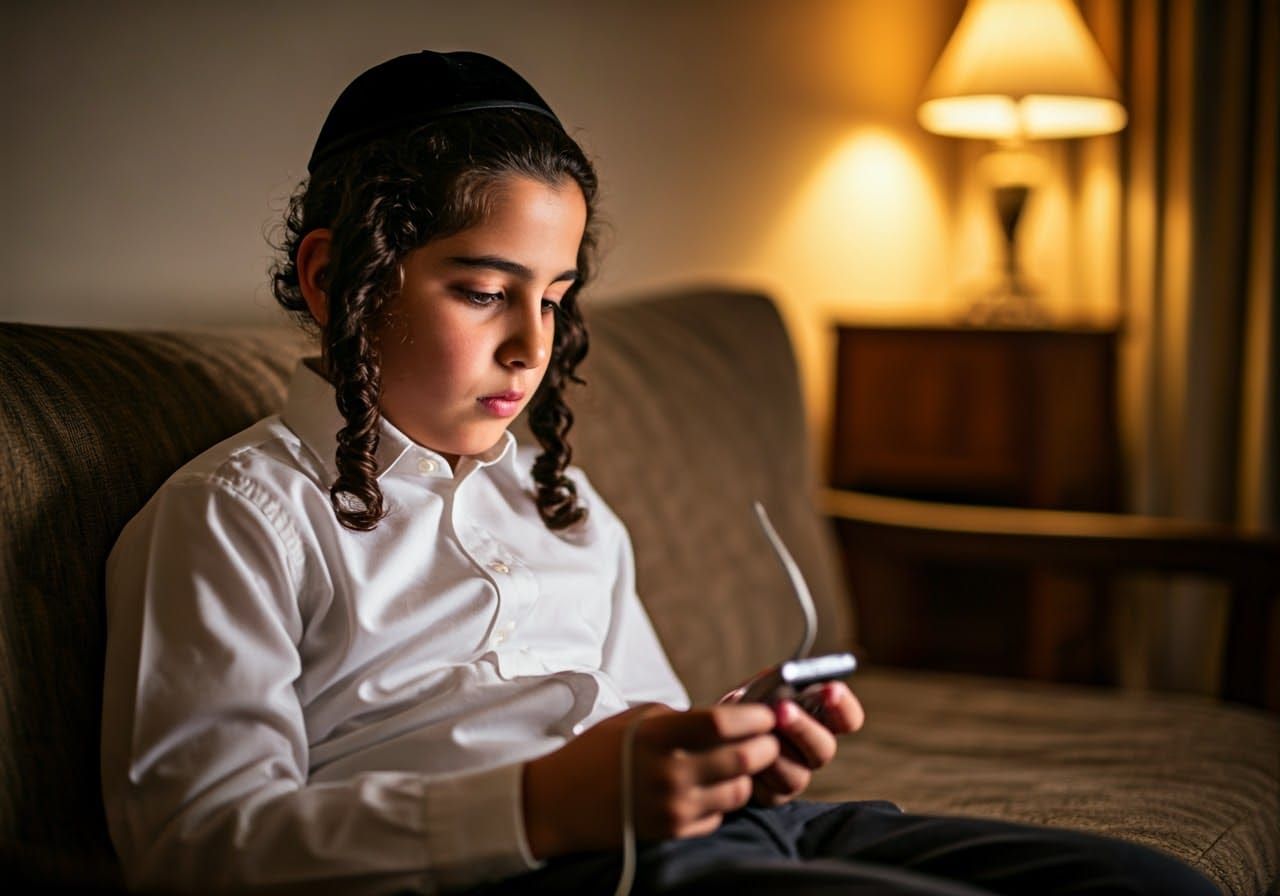 Young Haredi Jewish Boy in Warm, Cozy Home Setting
