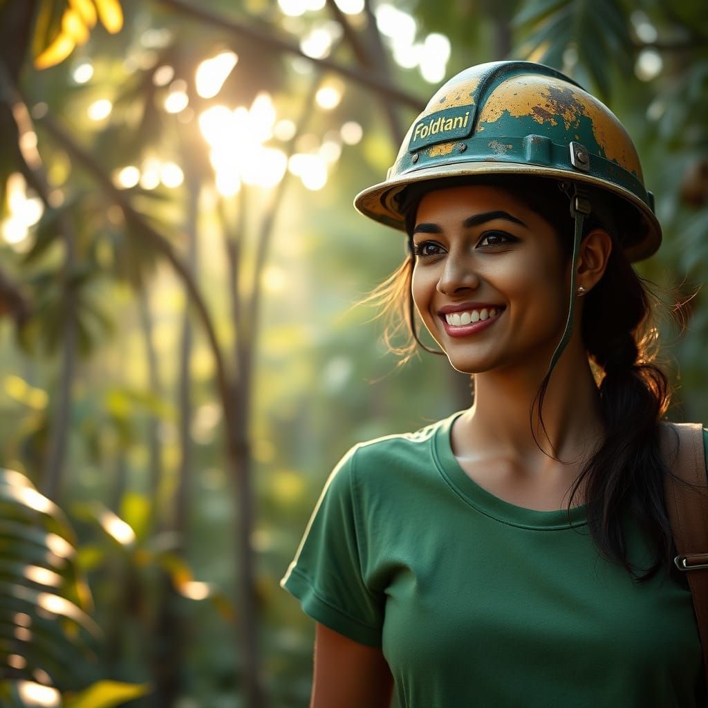 Exotic Geologist in Tropical Forest