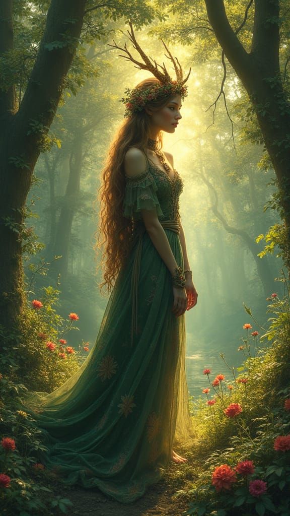 Arnemetia in Mystical Forest, Ethereal Fantasy Art