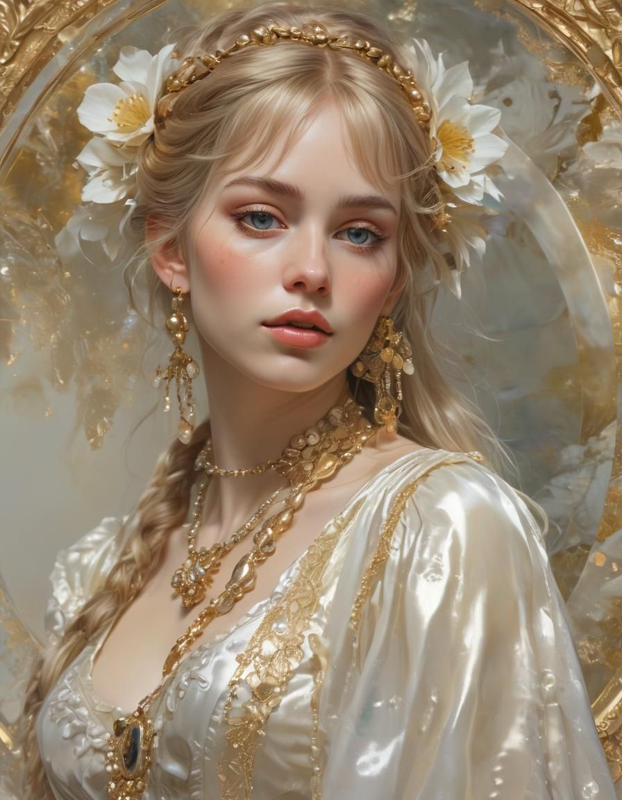 Glamorous Portrait of a Girl in Triadic Art Style