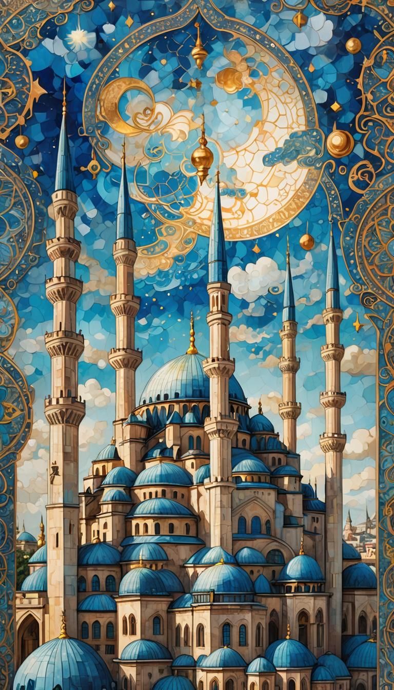 Istanbul's Blue Mosque in Peruvian Visionary Art