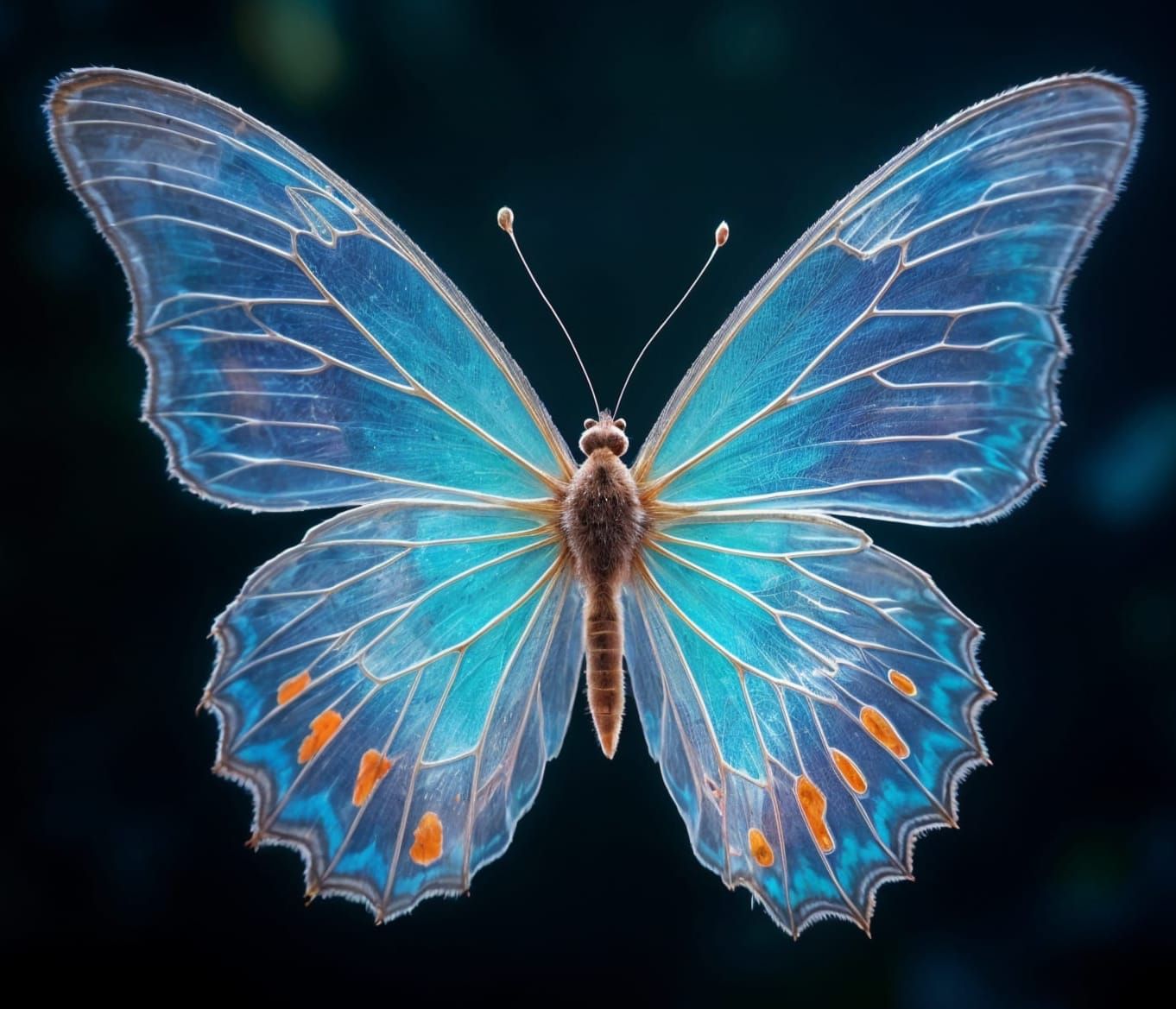 Crystal Butterfly with Bioluminescent Wings