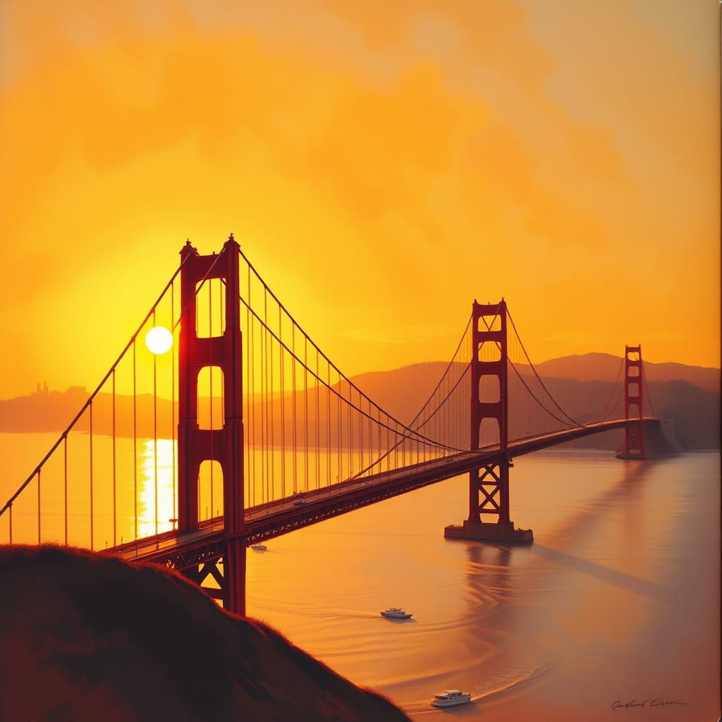 Golden Gate Bridge in Warm Sunset Light