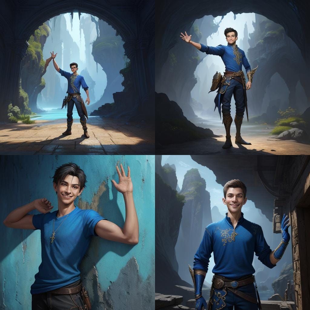 Boy in Blue Shirt: Detailed Matte Painting