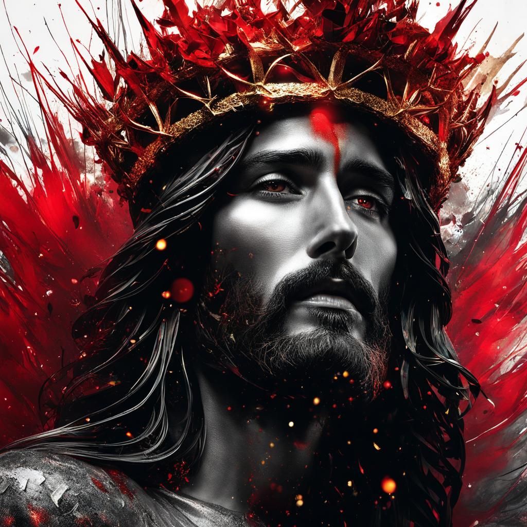 Jesus Christ in Crown of Thorns in Nebulae