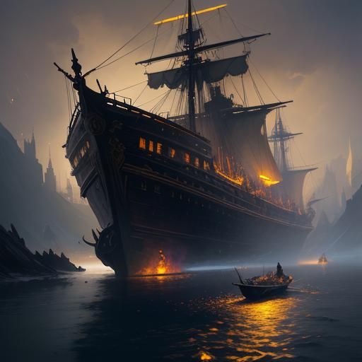 Unconventional Boats in Dark Fantasy Style