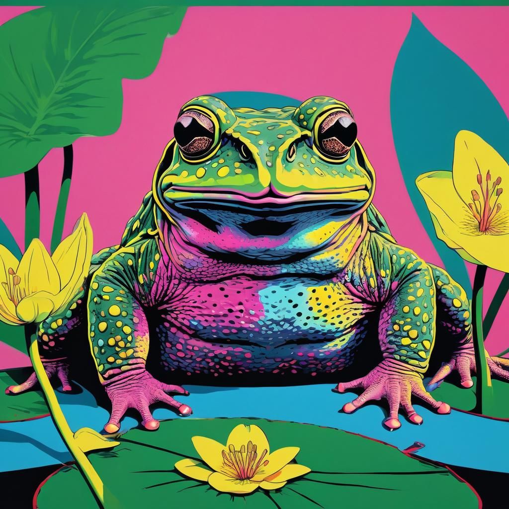 Pop Art Cane Toads Screen Print in Neon Colors