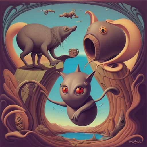 Surrealistic Creatures in Peca Art Style