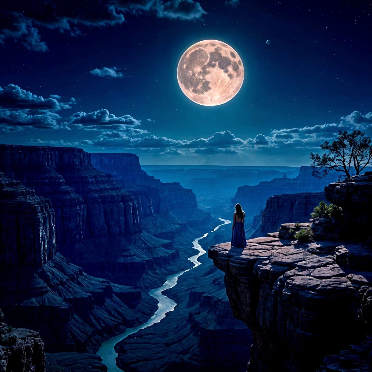 Grand Canyon Under Moonlit Skies