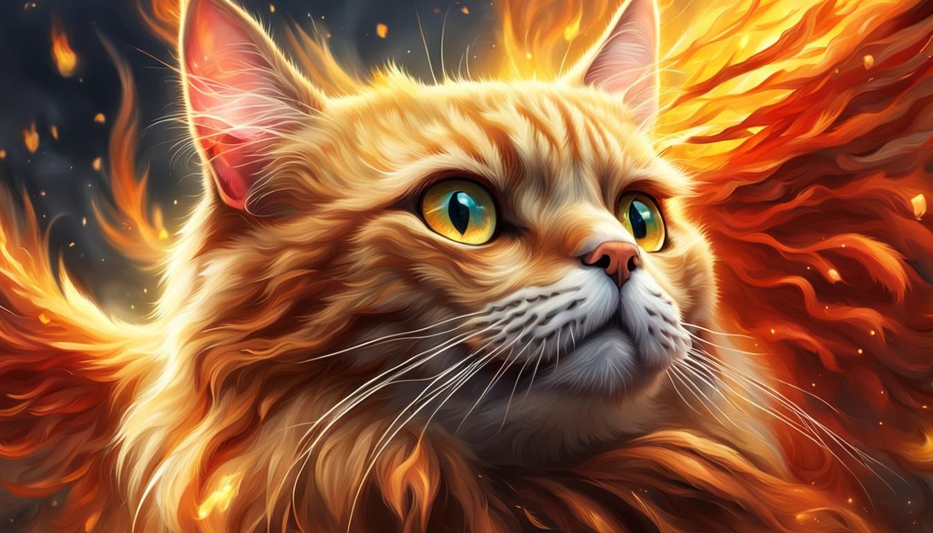 Majestic Phoenix Cat in Photorealistic HD