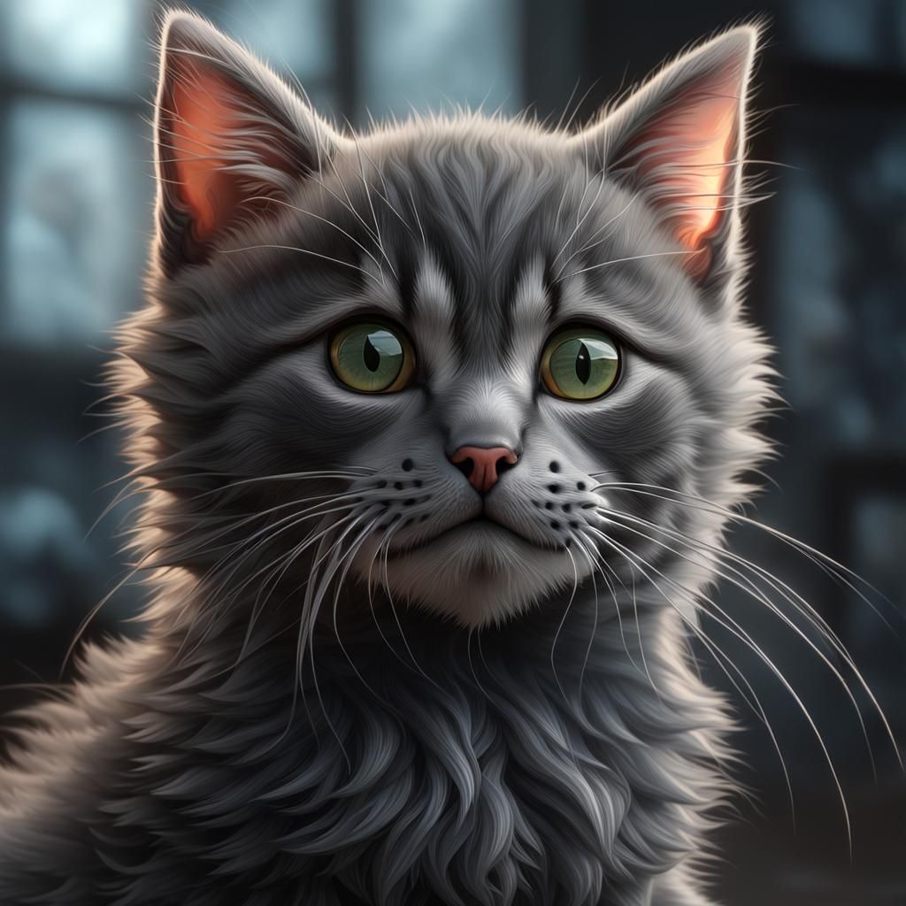 Detailed Dark Gray Kitten in Ultra Quality