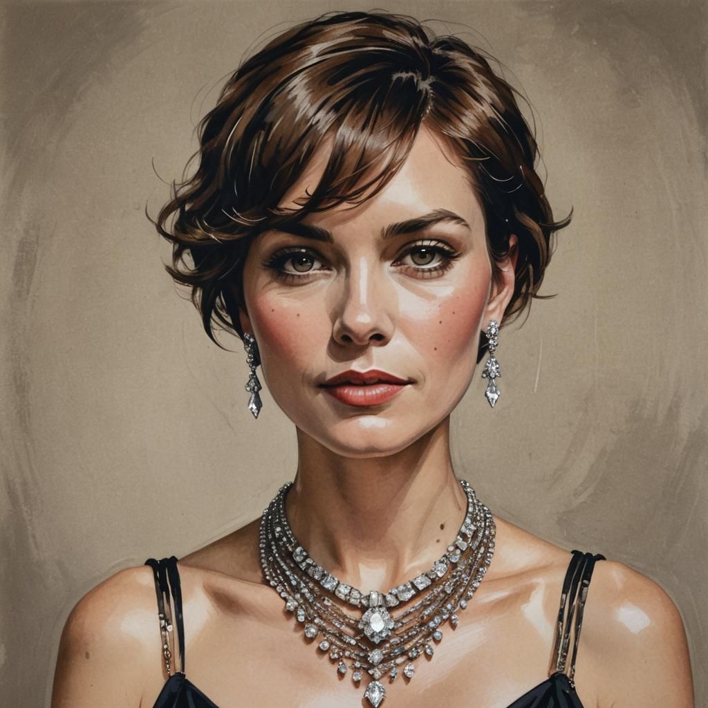 Glamorous Woman with Diamond Necklace Portrait