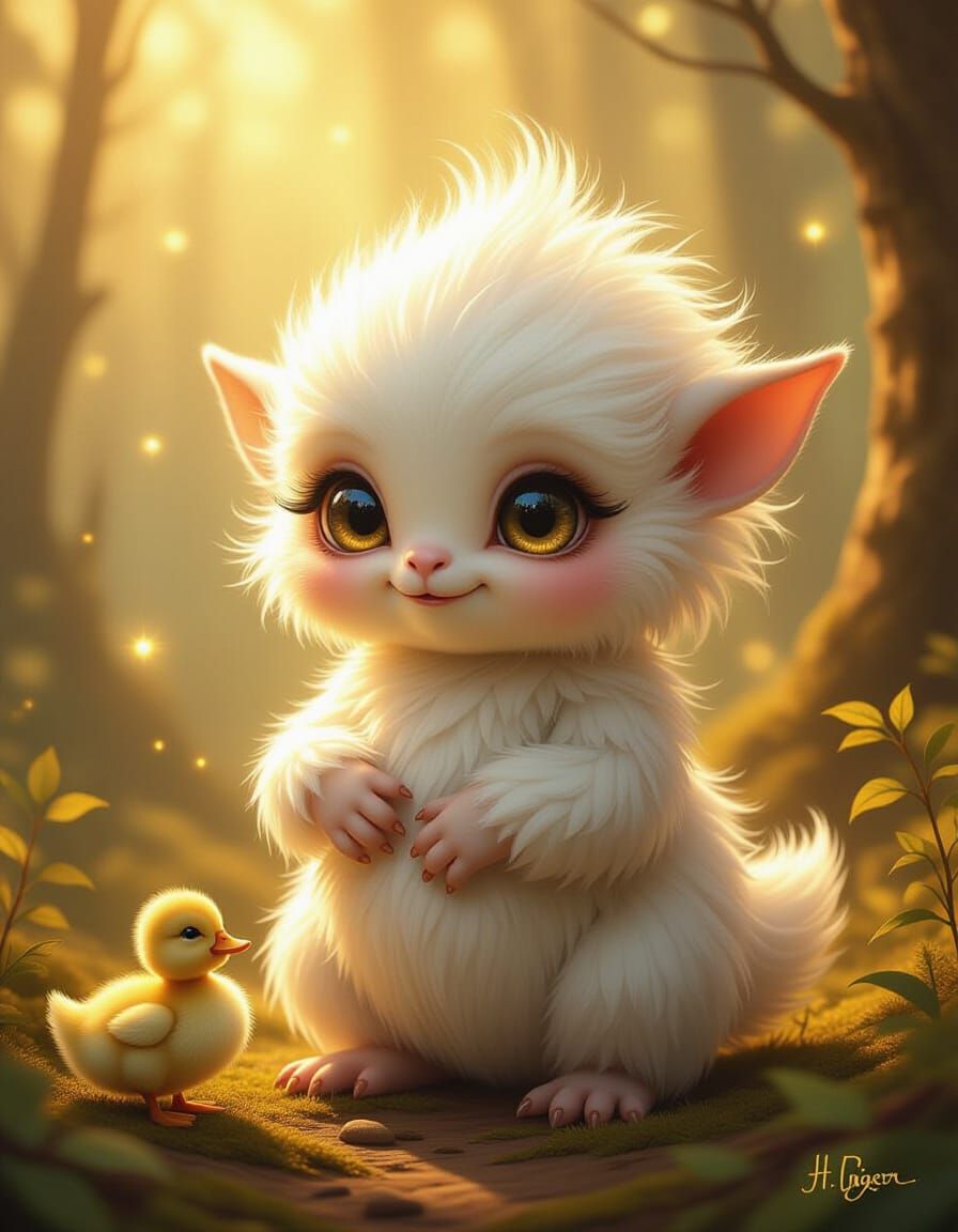 Cute Xenomorph Baby in Magical Forest