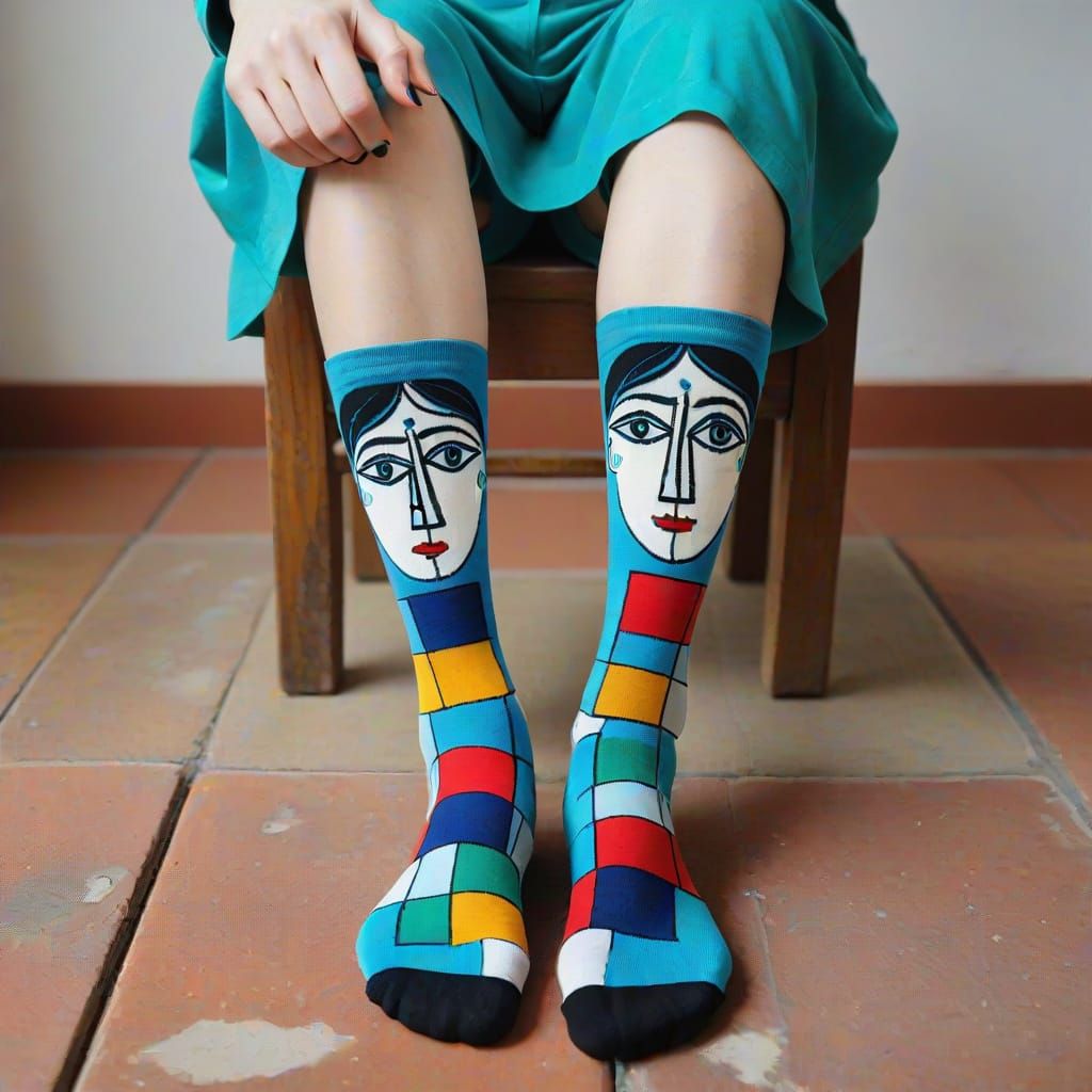 Woman's Picasso Socks Close-Up