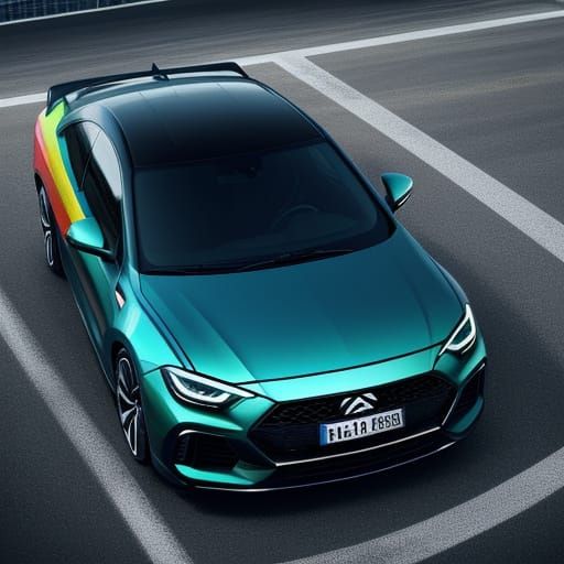 Ronaldo in Adidas Shirt Next to Gleaming Car, Hyperrealistic