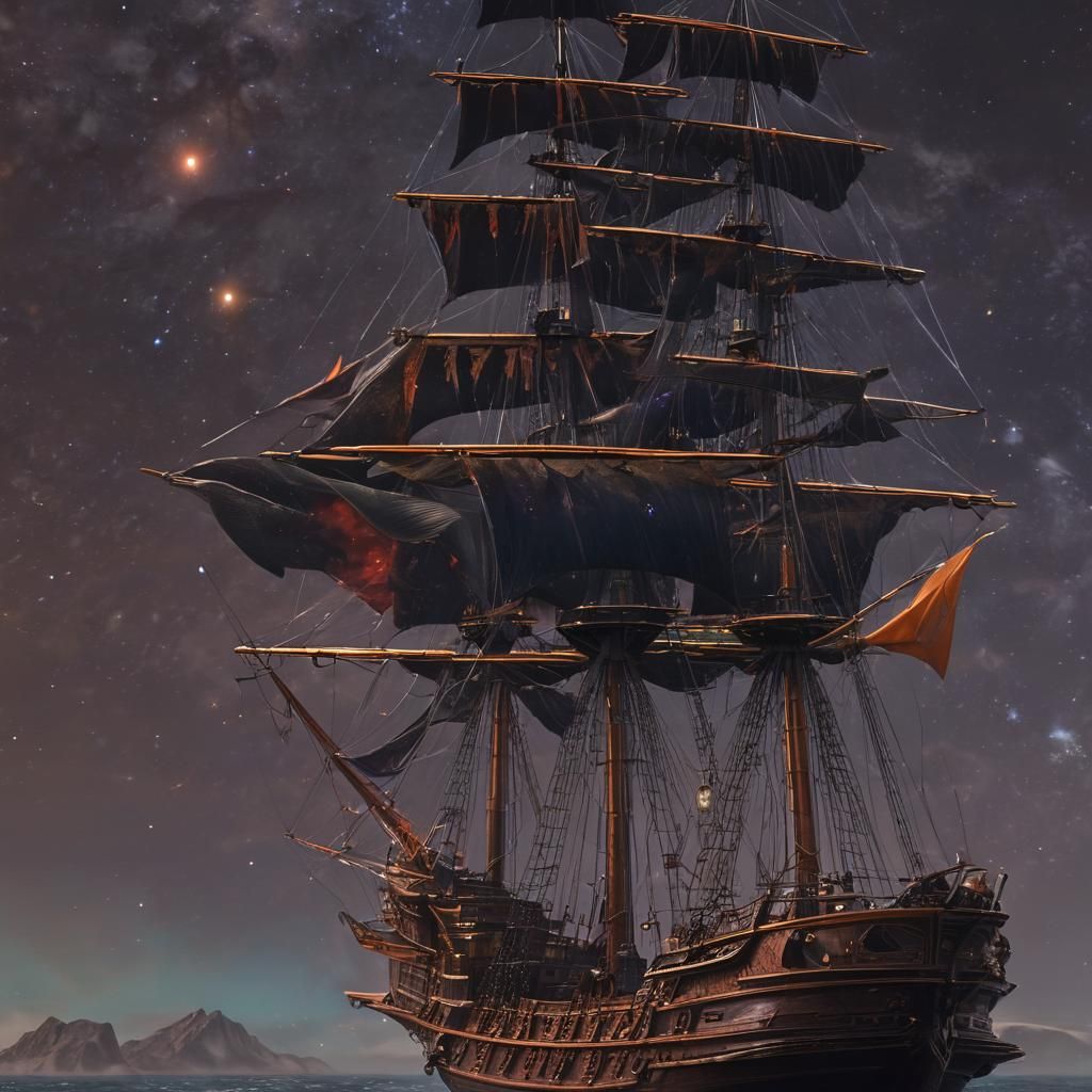 Spelljammer Ship Sailing Through the Stars