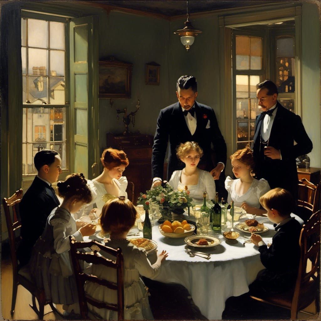 Harmonious Family Dinner Inspired by Classical Masters