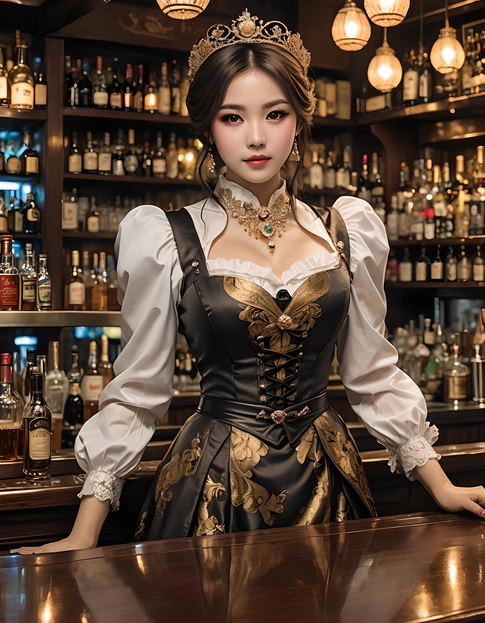 Detailed Portrait of a Beautiful Bar Maiden