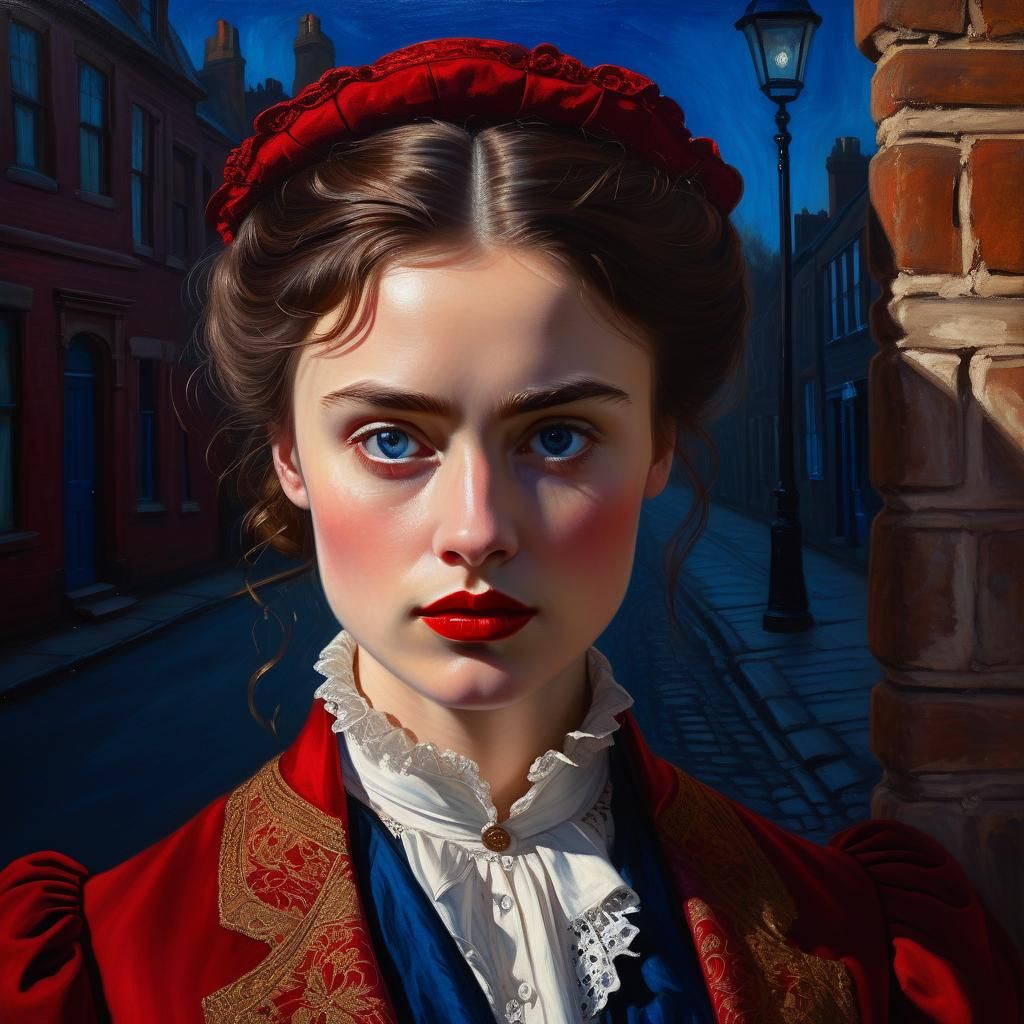 Victorian Brunette in Pre-Raphaelite Oil Painting