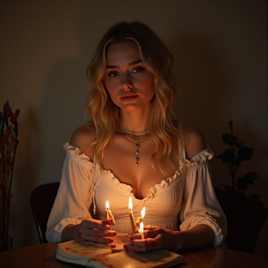 Dreamy Woman with Moon and Butterflies