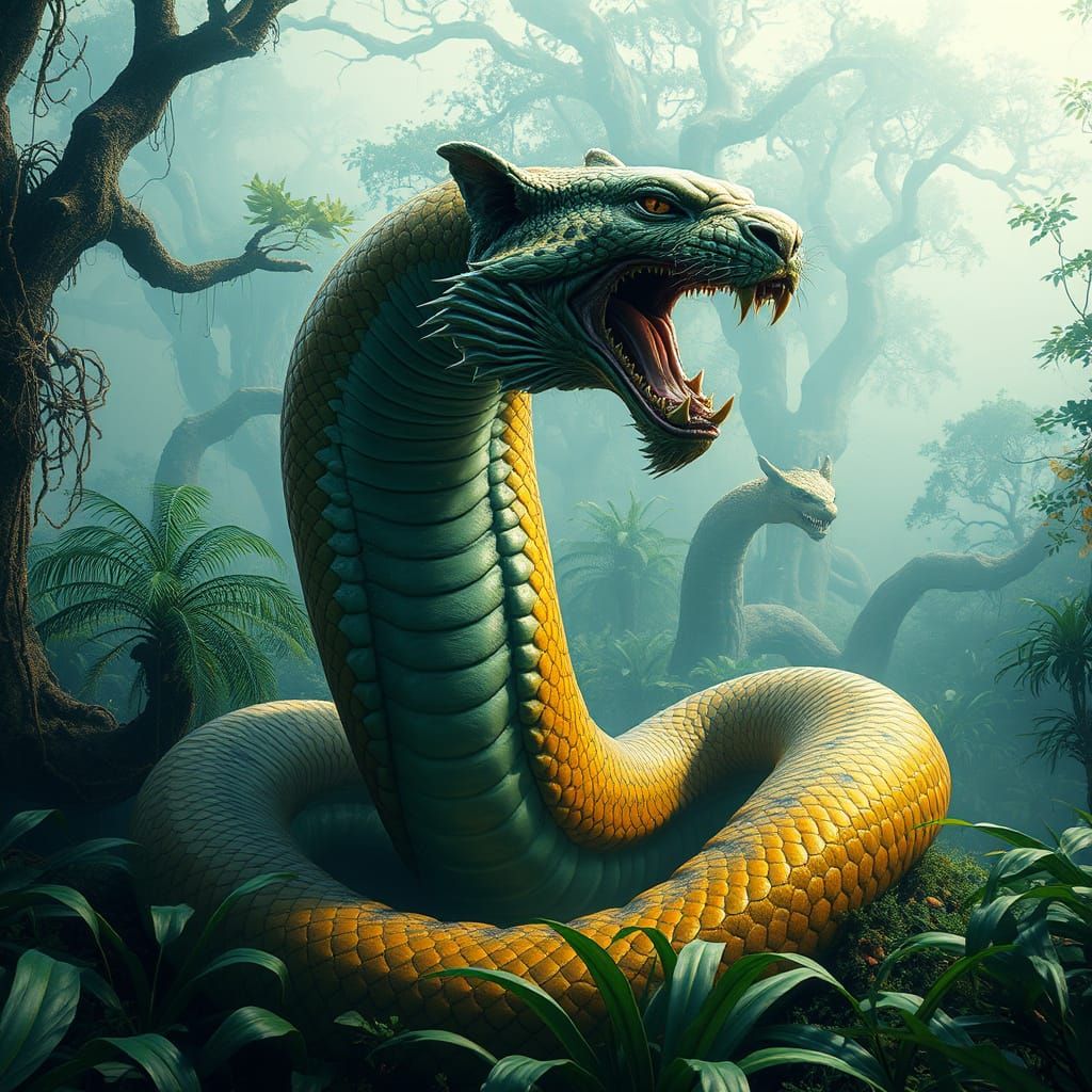 Serpent Tiger Hybrid in Lush Jungle Setting