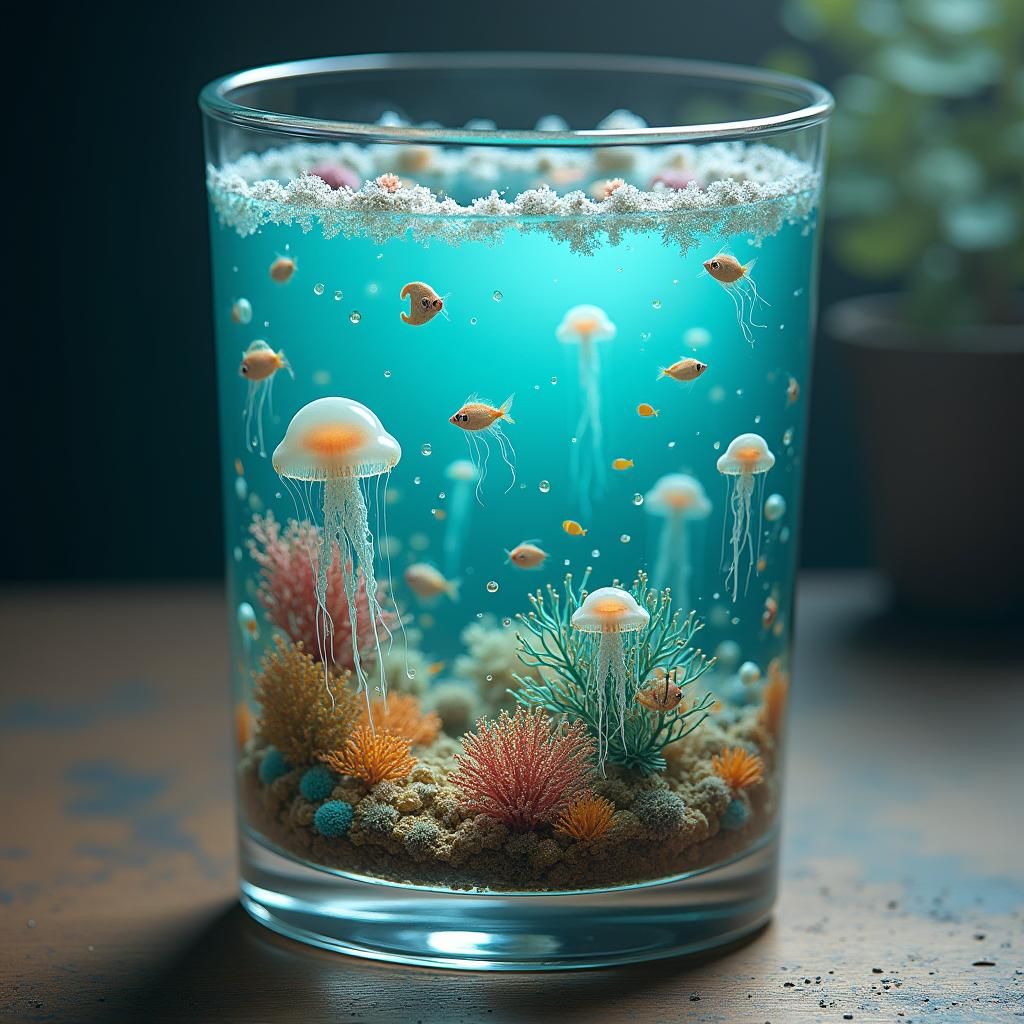 Miniature Ocean Ecosystem in a Glass