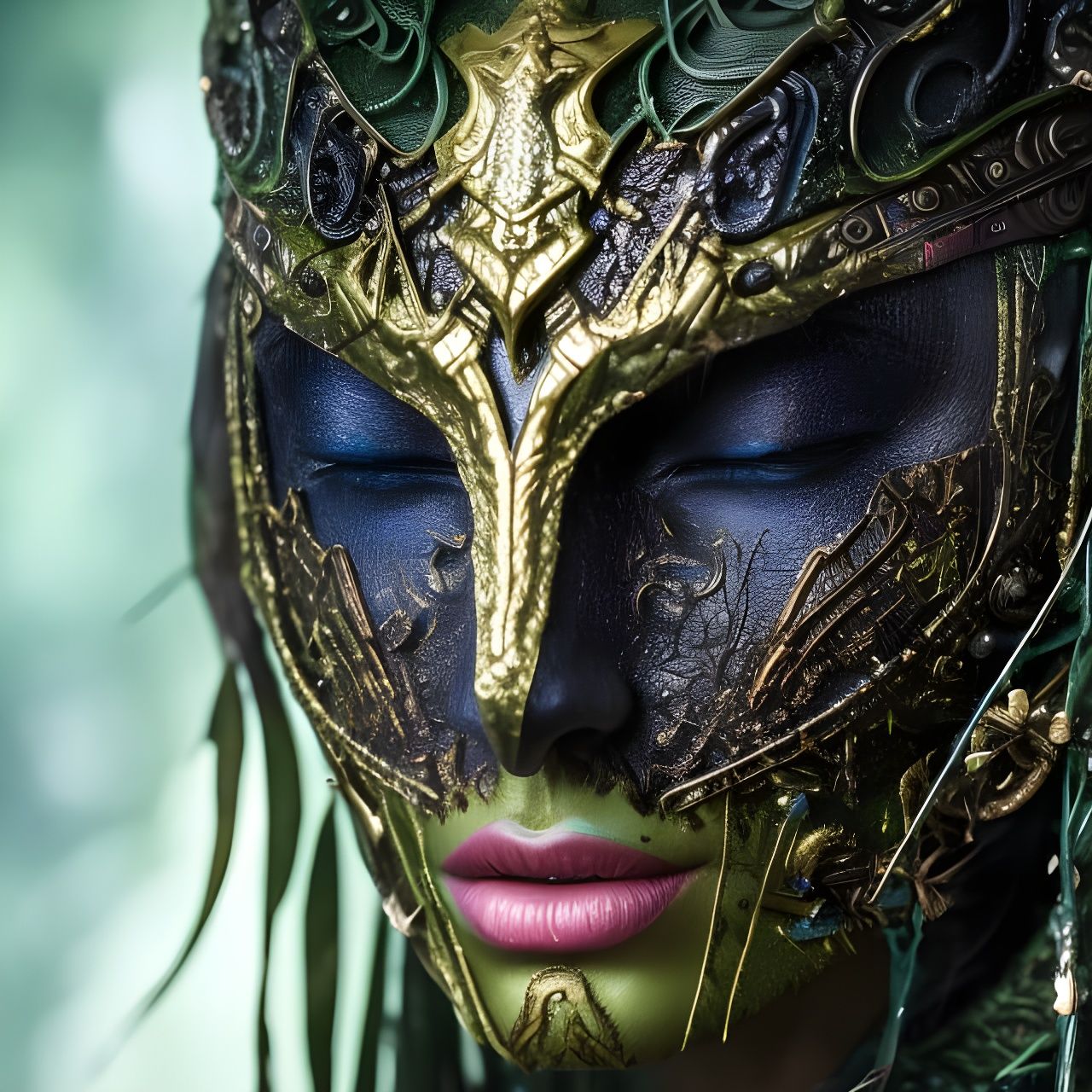 Beautiful Warlord in Fantasy Armor Portrait