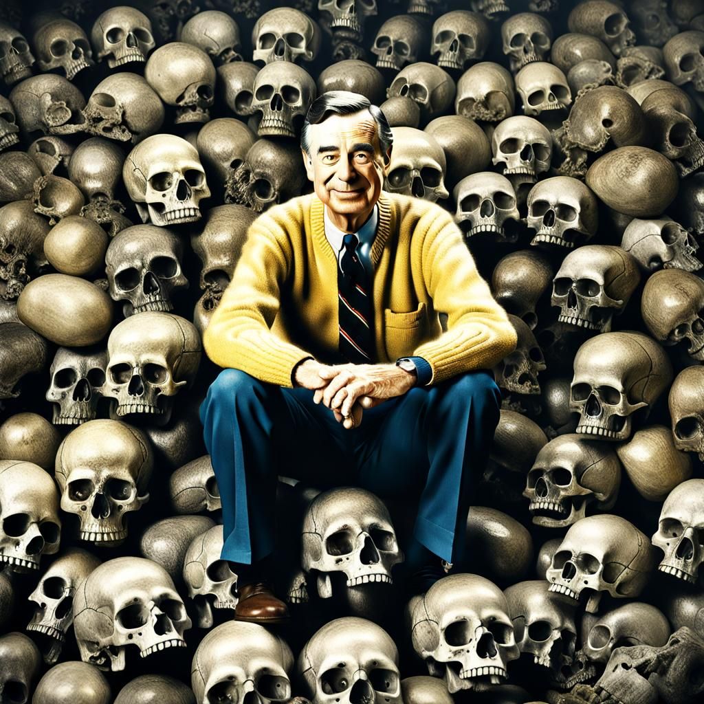 Vintage Photograph: Figure on Pile of Skulls