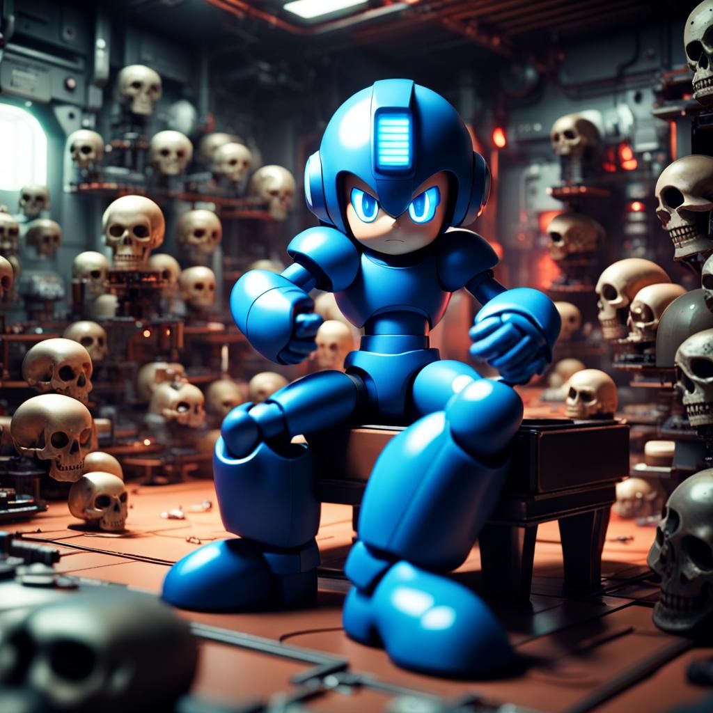 Mega Man in Robotic Villain Lair, Tilt-Shift