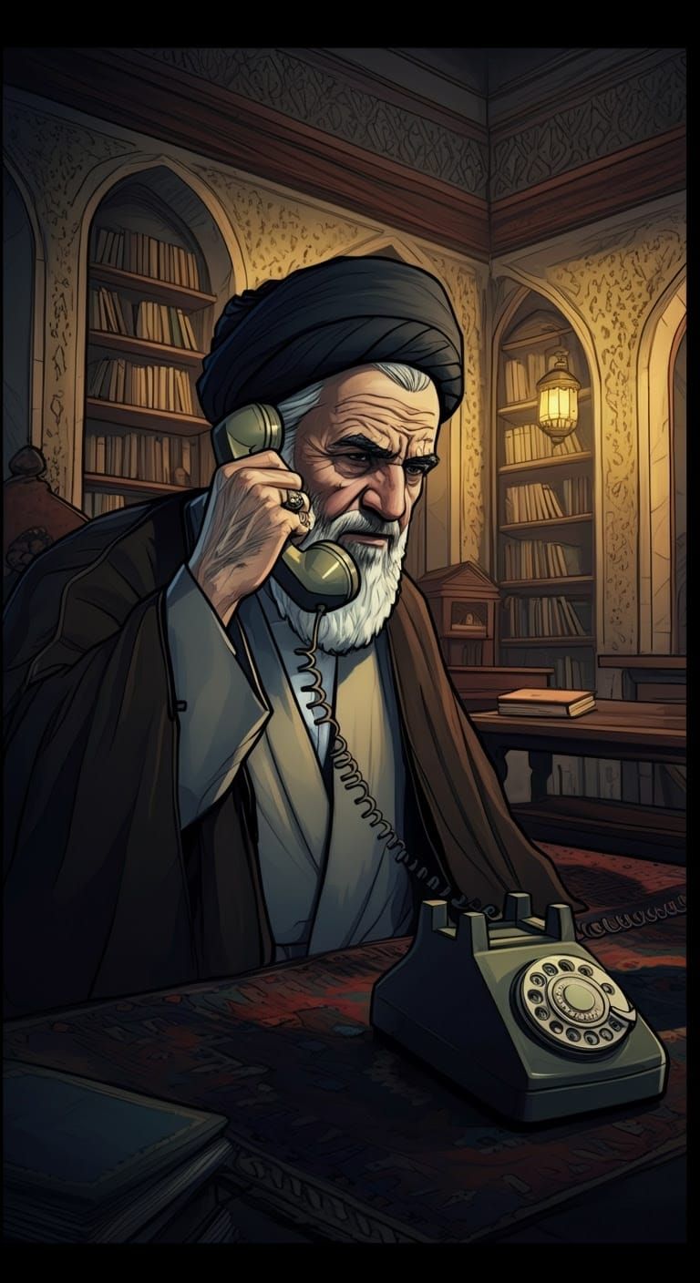 Elderly Religious Figure in Middle Eastern Interior