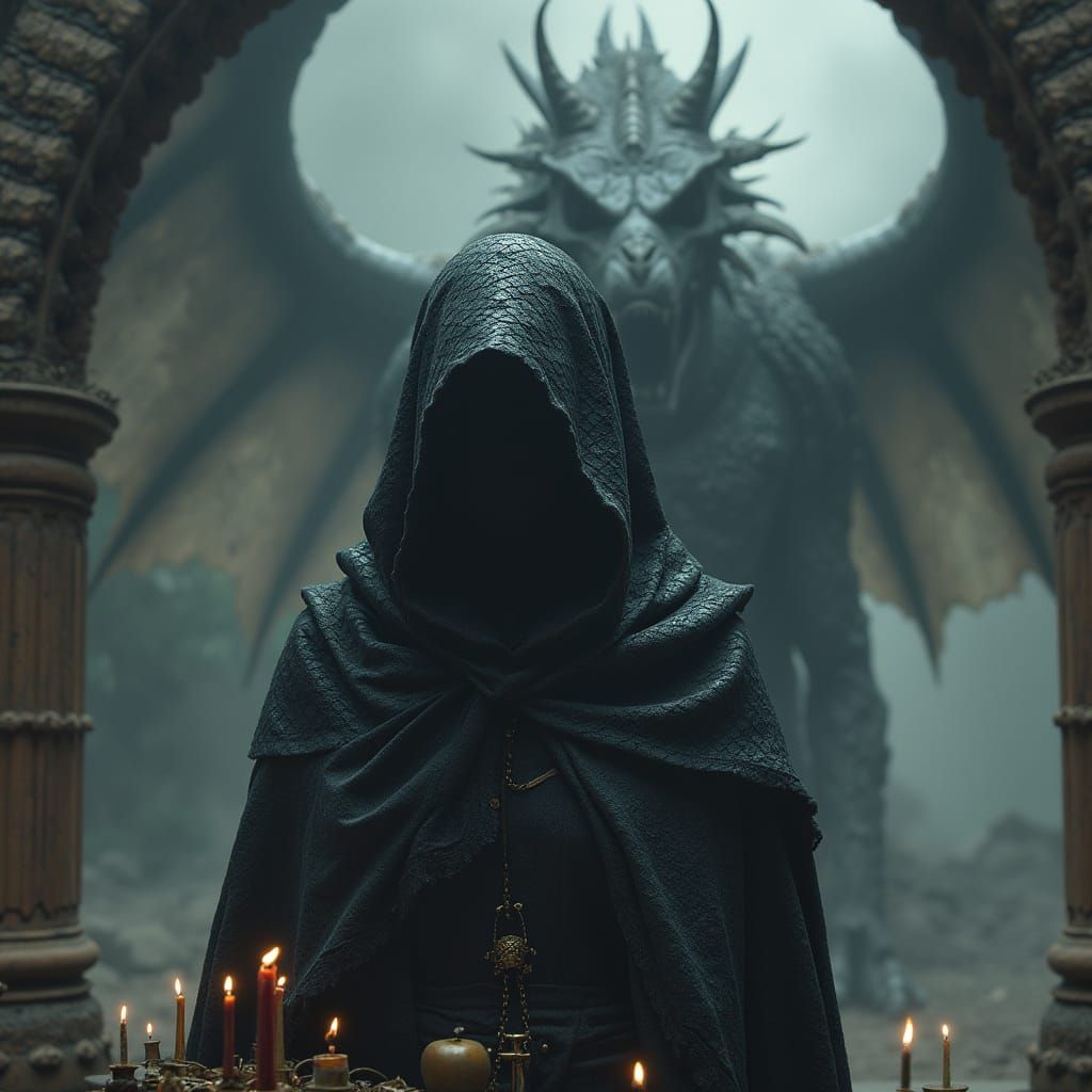 Gothic Dragon Cultist in Dark Fantasy Art