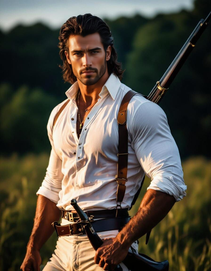 Handsome Man in American Independence War Attire