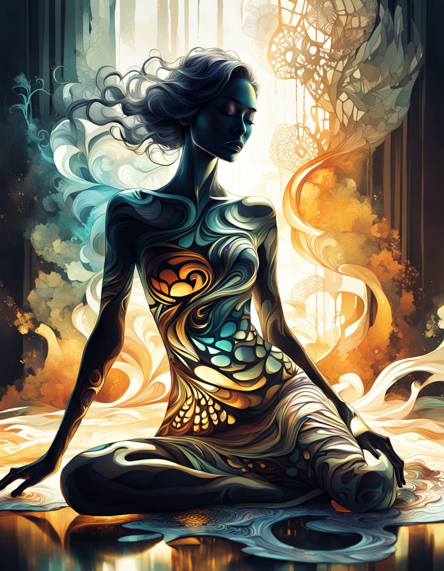 A Silhoutte  woman in Art Nouveau style