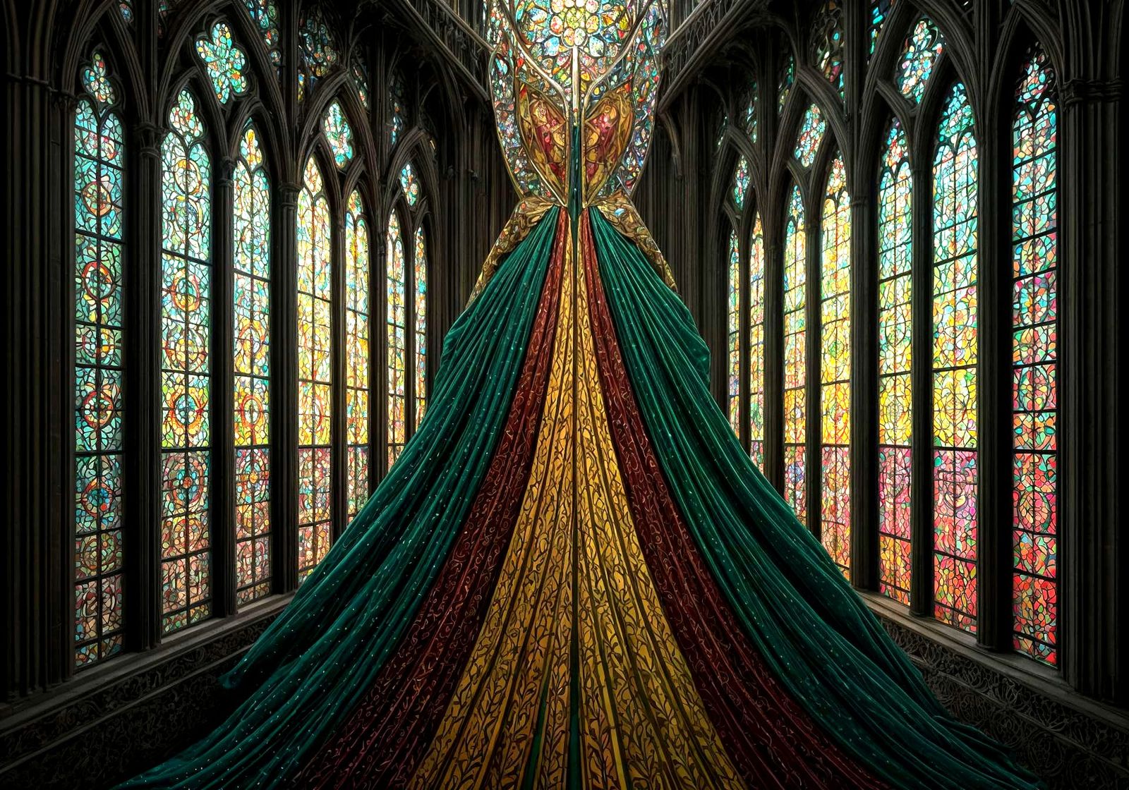 Surreal Stained Glass Dress in Vibrant Hues