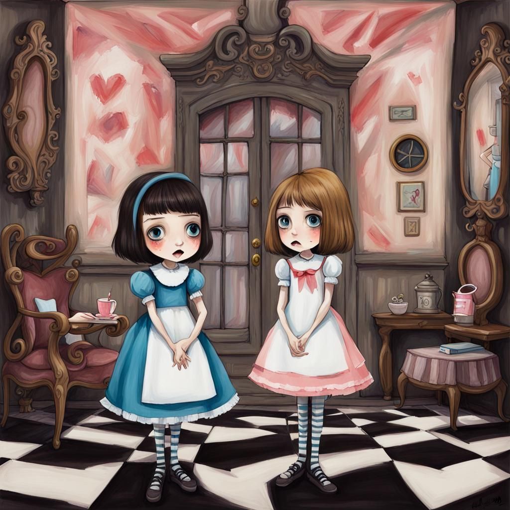 Alice and Fran Bow in Fantasy Asylum: Gouache Painting