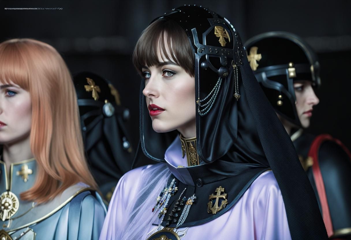 Female Space Marine in Alphonse Mucha Style