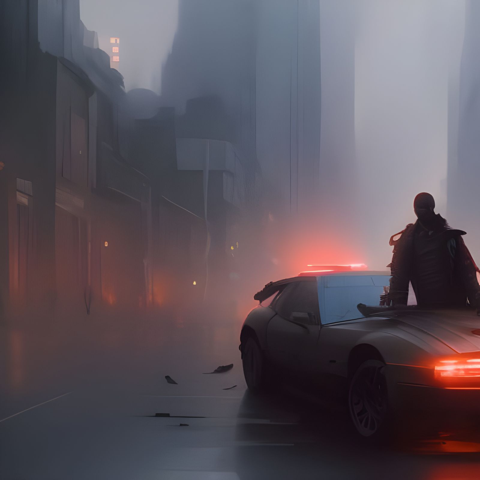 Dystopian Muscle Car Escape: Dark Fantasy Concept Art