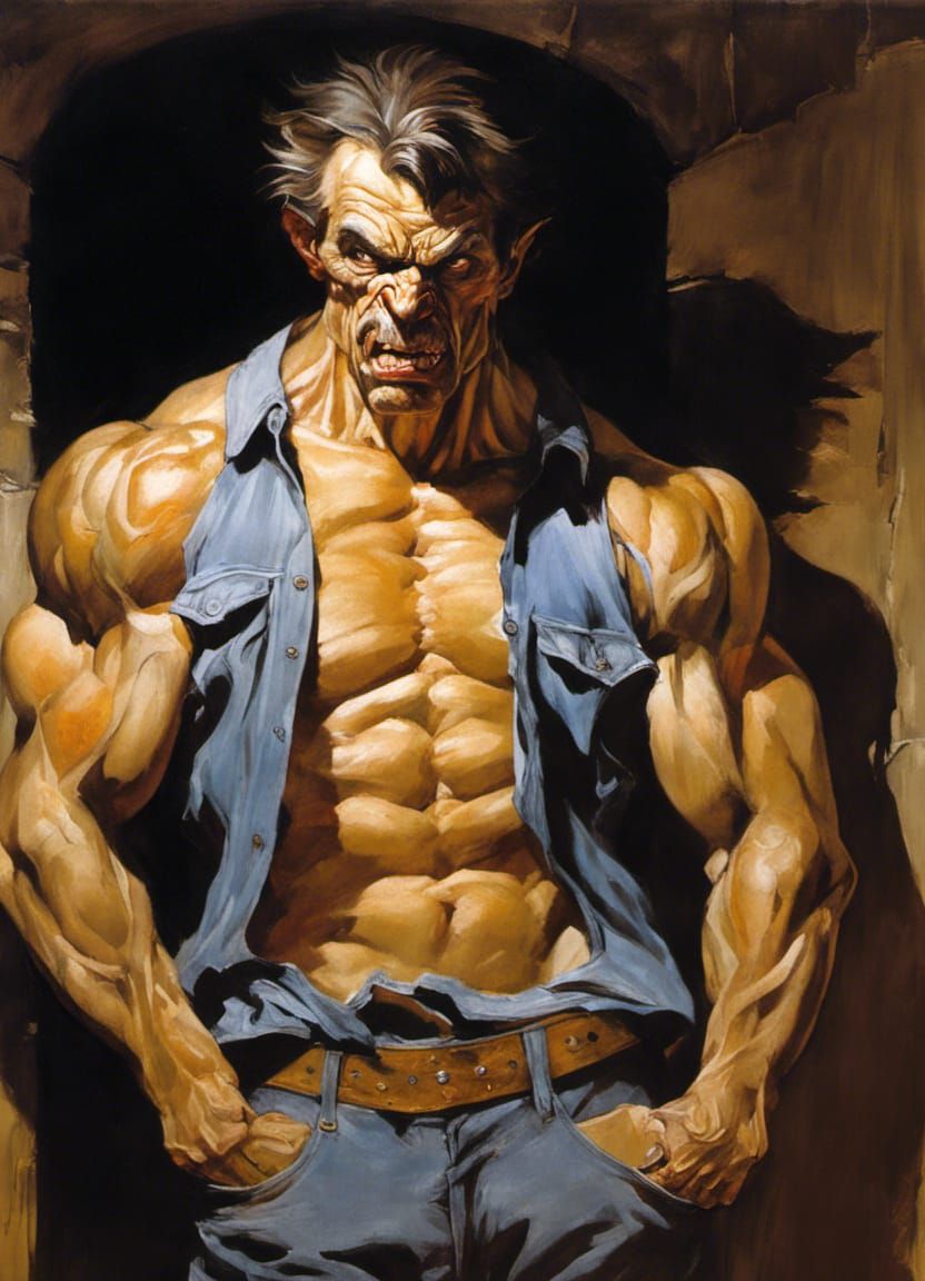 Horrifying Werewolf Portrait in Chiaroscuro Style