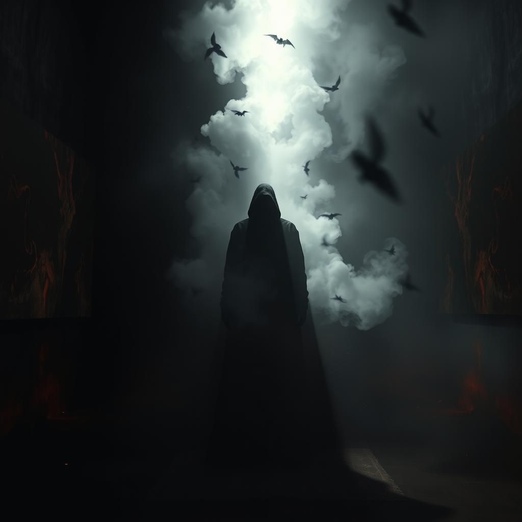 Dark Chamber with Obscure Figure, Photorealistic Rendering