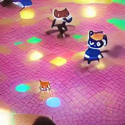Dancing Cat in Animal Crossing Style