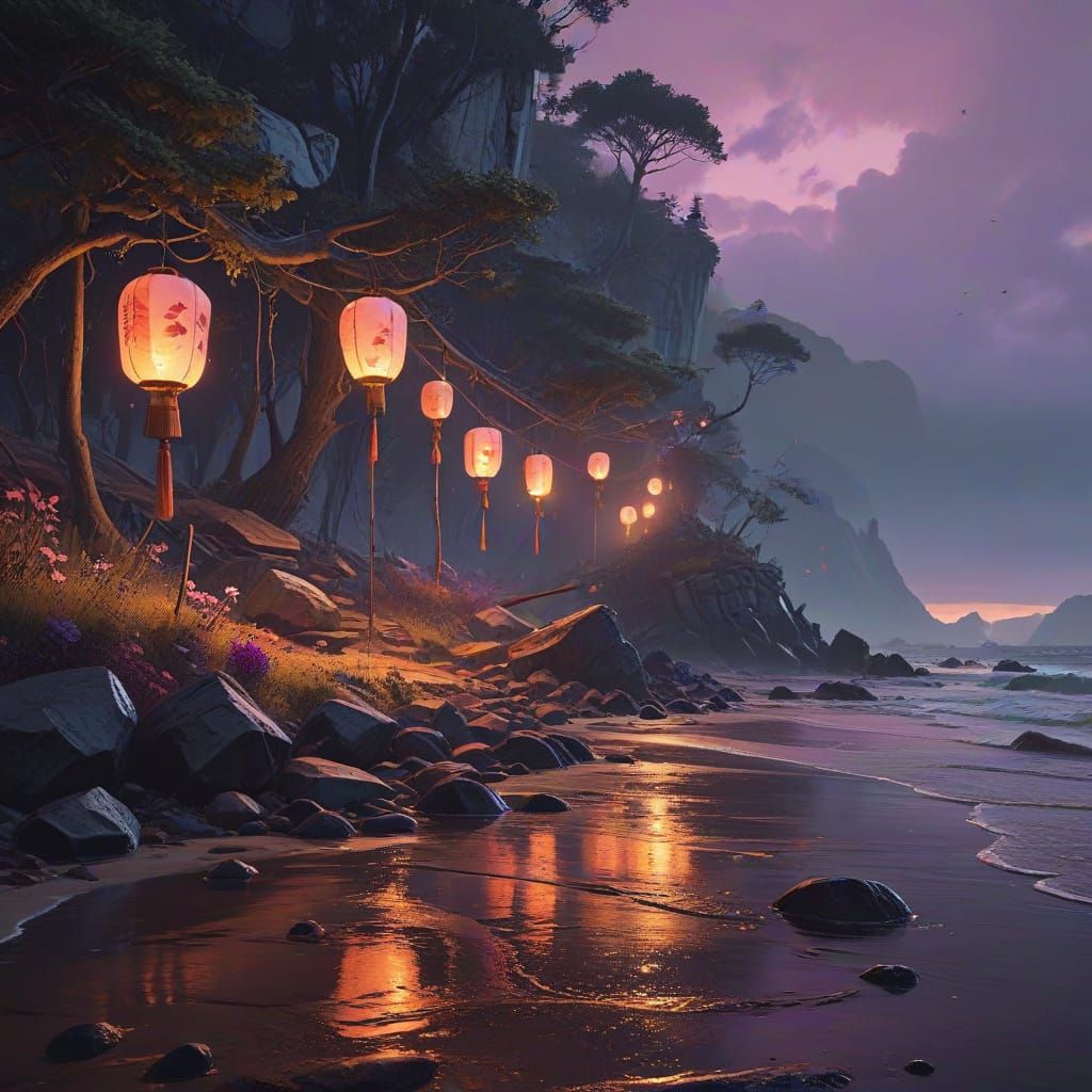 Breathtaking Sunset Bay in Photorealistic Style