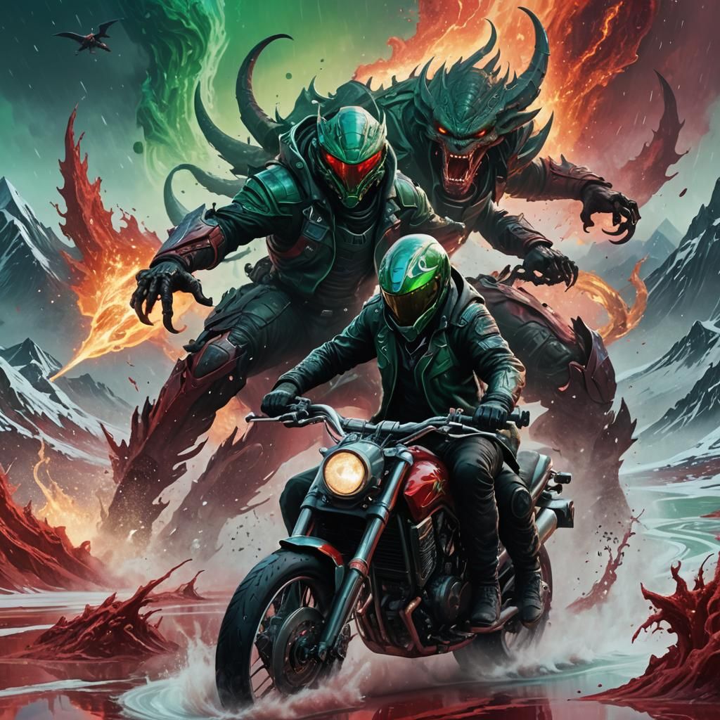 Wild Alien Motorbike Ride on Red Lake