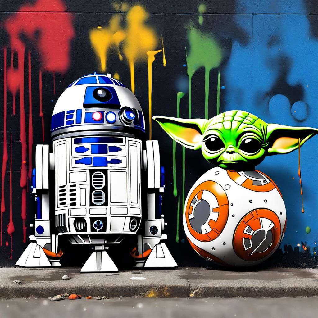 R2d2 and bb8 as baby yoda