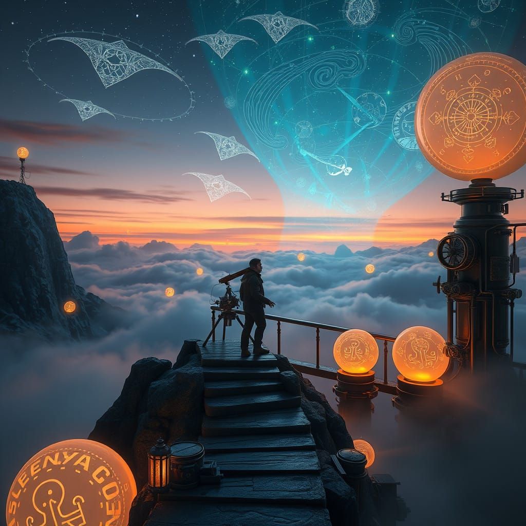 Steampunk Observatory Marvels with Golden Gears and Celestia...