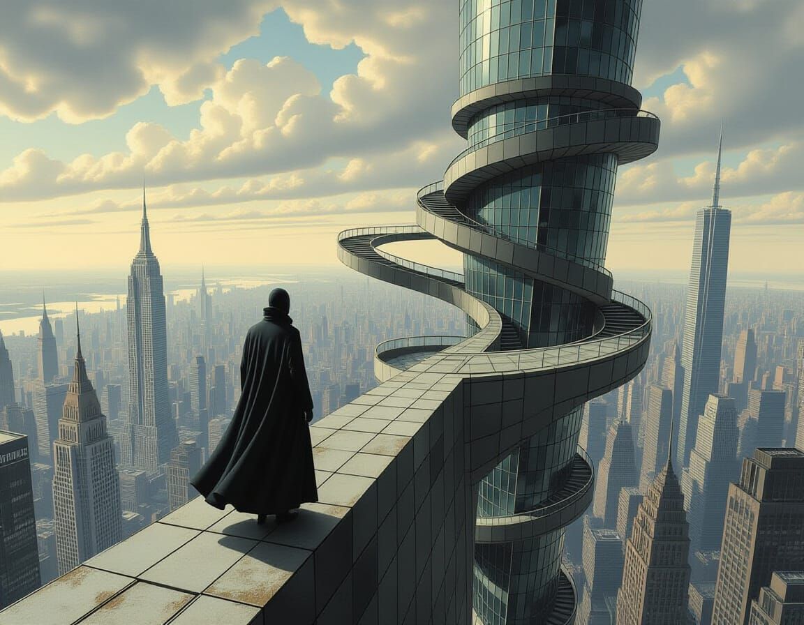 Surreal Skyscraper City with Impossible Architecture