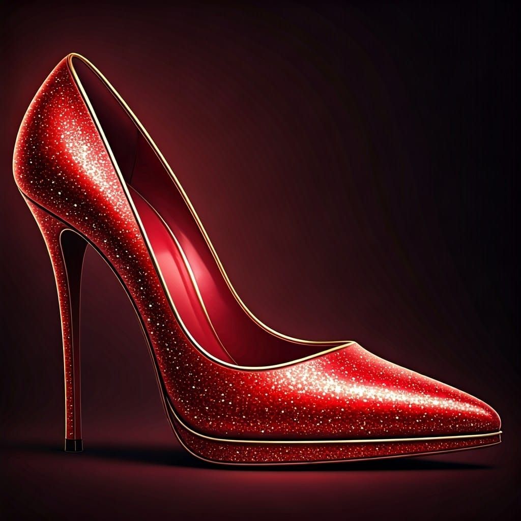 Luxurious Red and Gold High Heels in Clipart Style