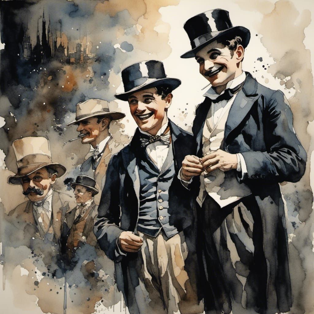 Chaplin as Superman in a Silent Comic