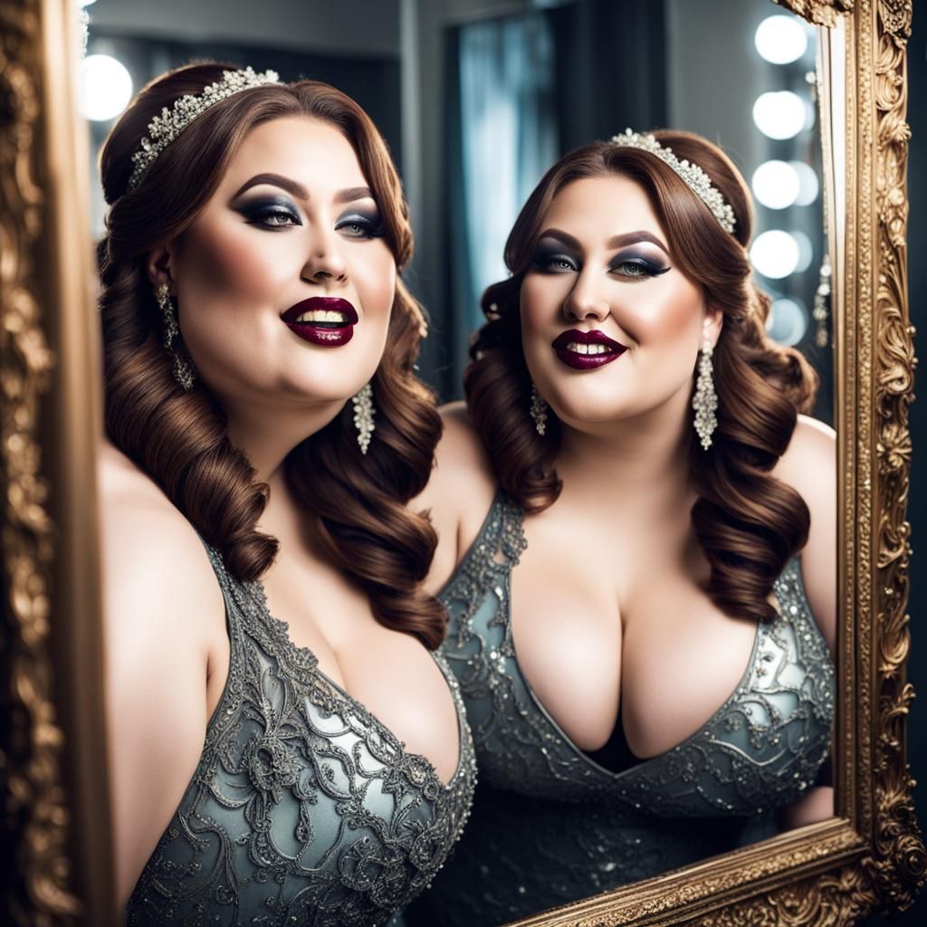 Plus Size Beauty Sees Monster Reflection