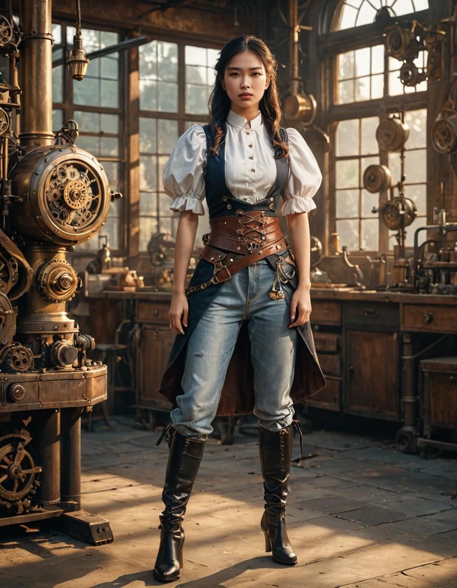 Steampunk Vietnamese Magician in Golden Hour Lighting